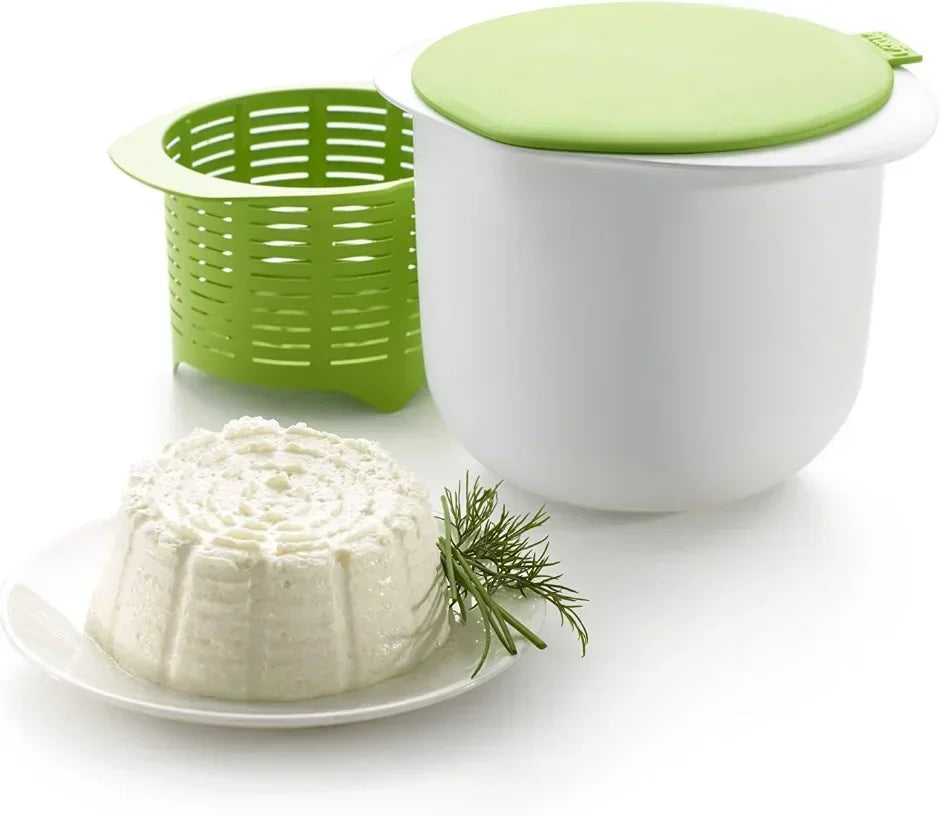 Silicone Microwave Fresh Cheese Maker Kit, Cheese Whey Drain Filter Bucket with Recipe for Homemade Cheese Kitchen Gadgets