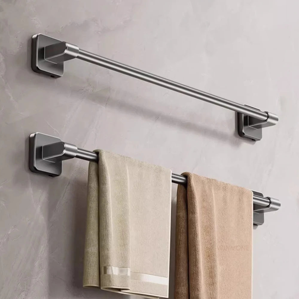 30/40/50/60cm Towel Bar Bathroom Nail-free Towel Rack Grey White Wall Mounted Bath Towel Rack Kitchen Pot Cover Rack Shoe Racks