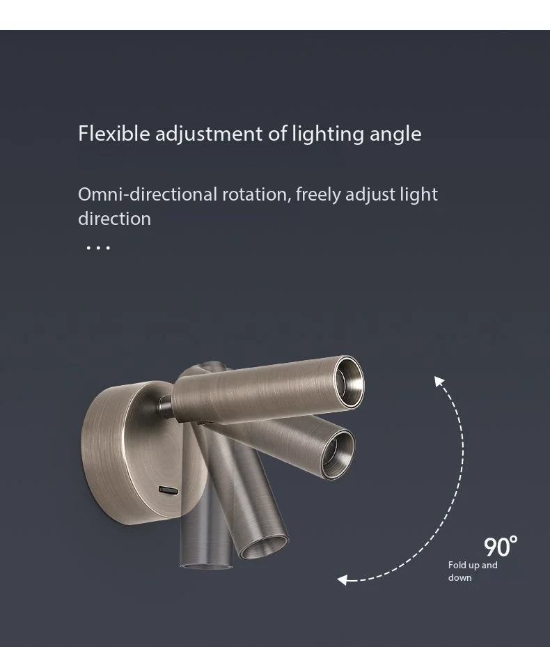 Modern LED Wall lights Rotatable Adjustable Reading Lights Bedroom Bedside Living Room Study Room indoor home Lighting Spotlight