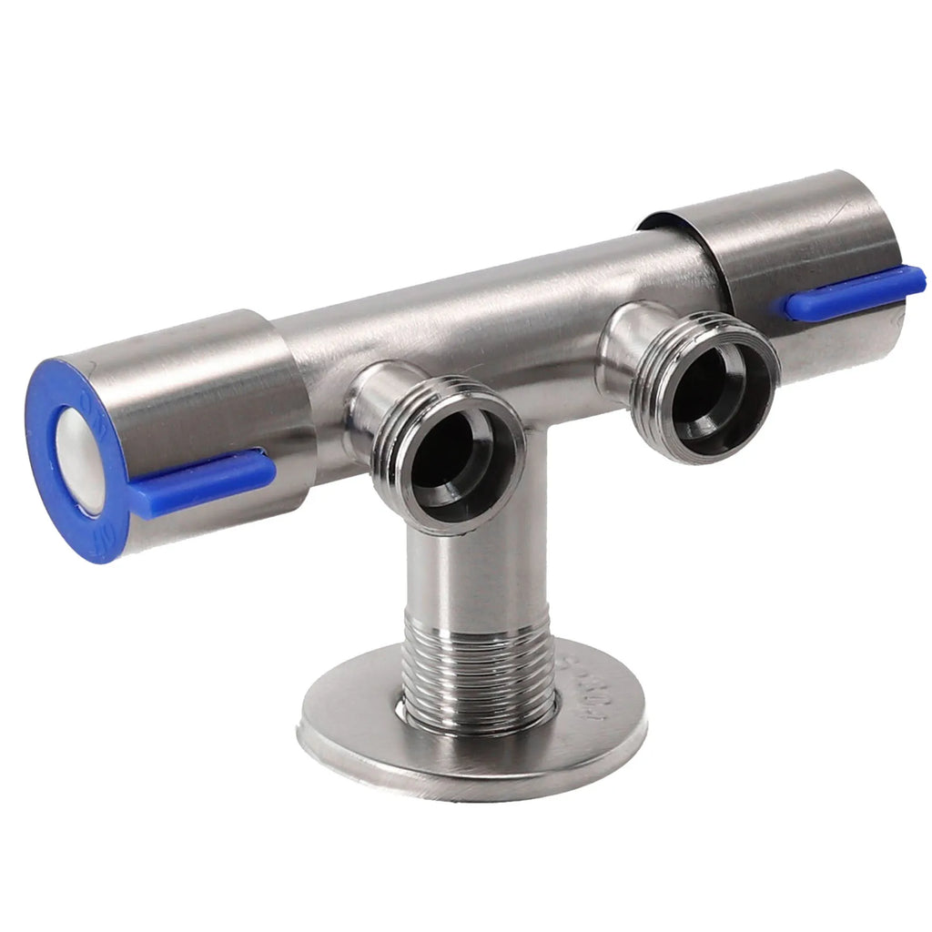 Bathroom Double  Handle Faucet  Dual Control  Stainless Steel Cold Water Faucet Bathroom Washing Machine Faucet Triangle Valve