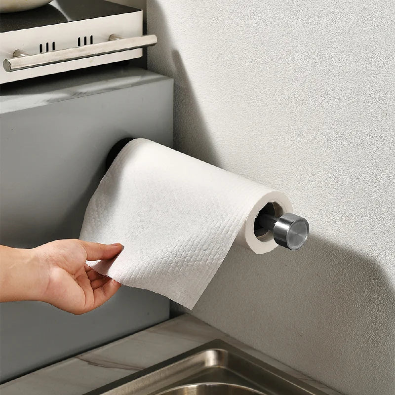 No-punch magnetic hanging kitchen paper towel holder