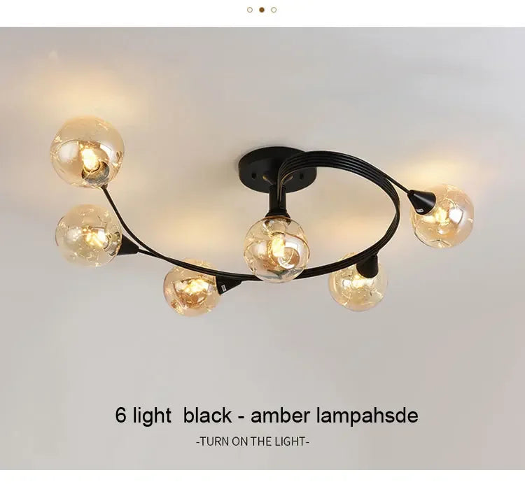 2025 Modern Led Ceiling Chandelier Nordic Glass Lamp Bedroom Kitchen Living Room Dining Room Decoration Home Ceiling Light Fixtu