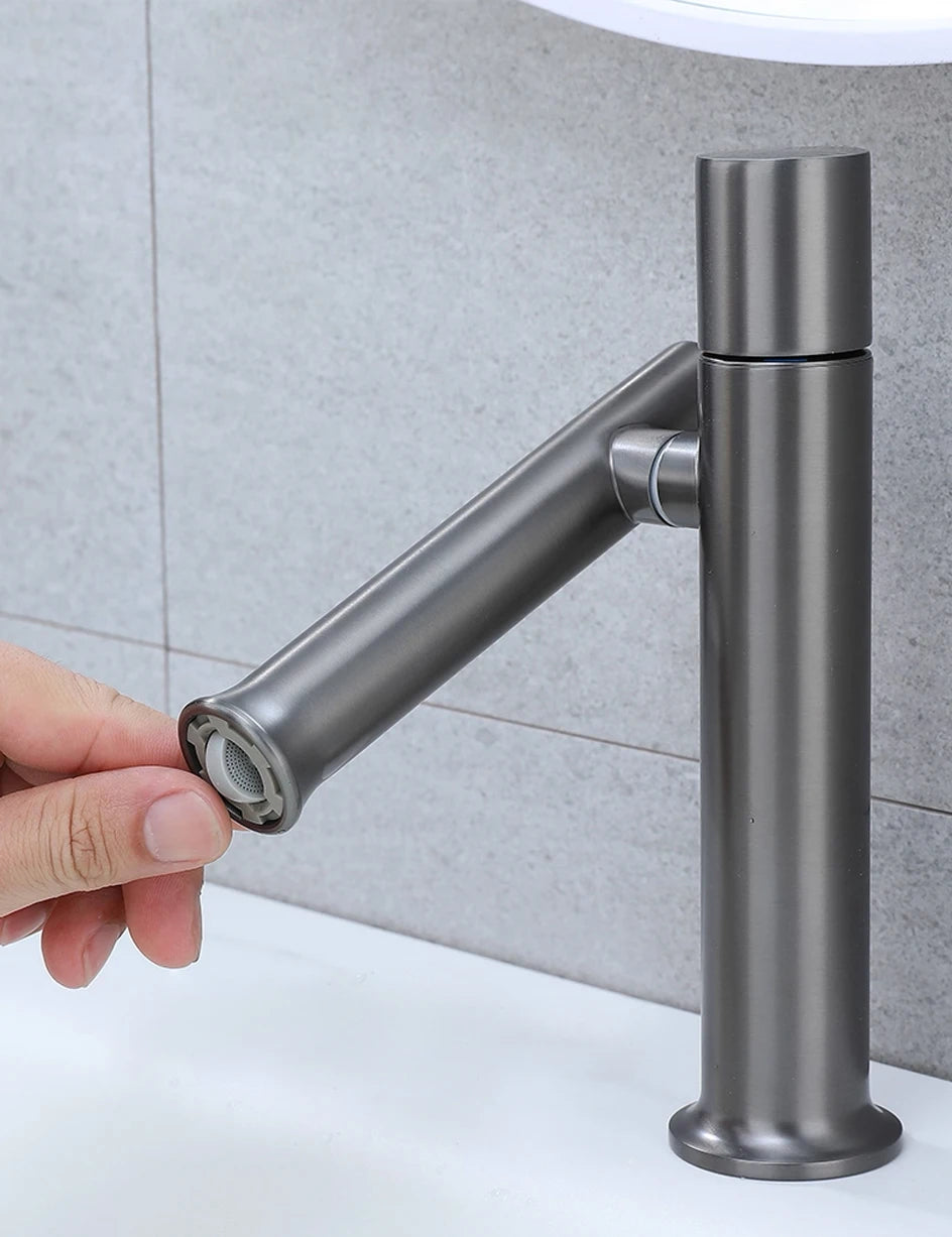 Bathroom Faucets Stainless Steel 304 Brushed Gold Basin Mixer Sink Faucet Gourmet Washbasin Tapware Hot Cold Water Tap Grey
