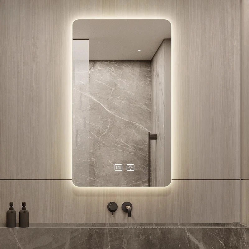 Toilet Intelligent Makeup Mirror Touch Screen LED Bathroom Mirrors High Definition Anti Fog Wall Mounted Lighted Espejos De Baño