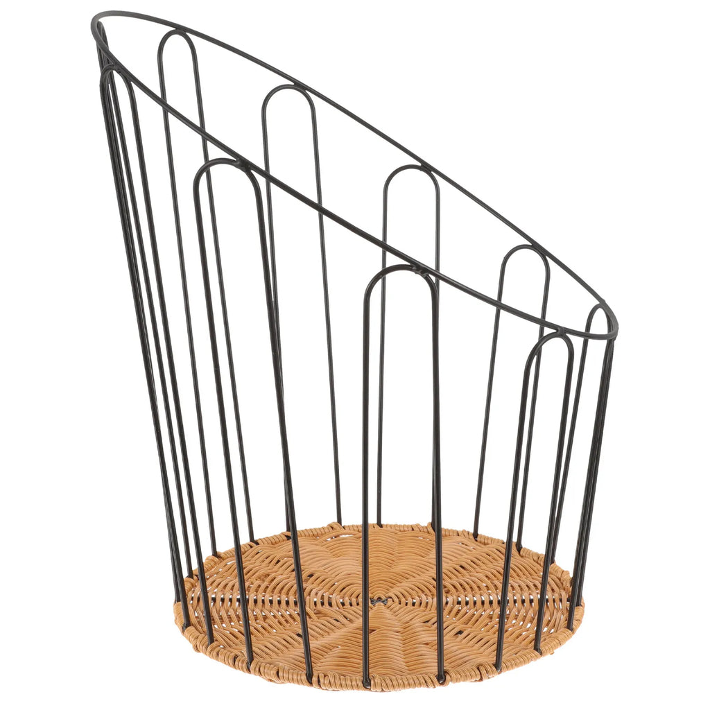 Bread Storage Basket Iron Frame Woven Rustic Hollow Bread Basket for Kitchen Countertop Serving Fruit Snacks Storage