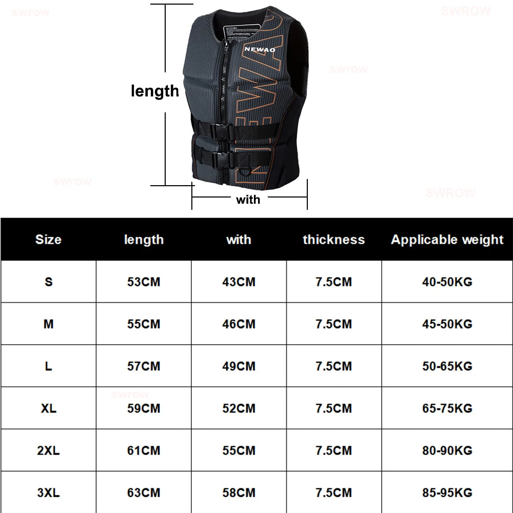 Life Vest for Adults CE Approved Jet Ski Kayak KiteSurf Excellent Quality Neoprene Life Jacket Raft Drift Wakeboard Life Jacket