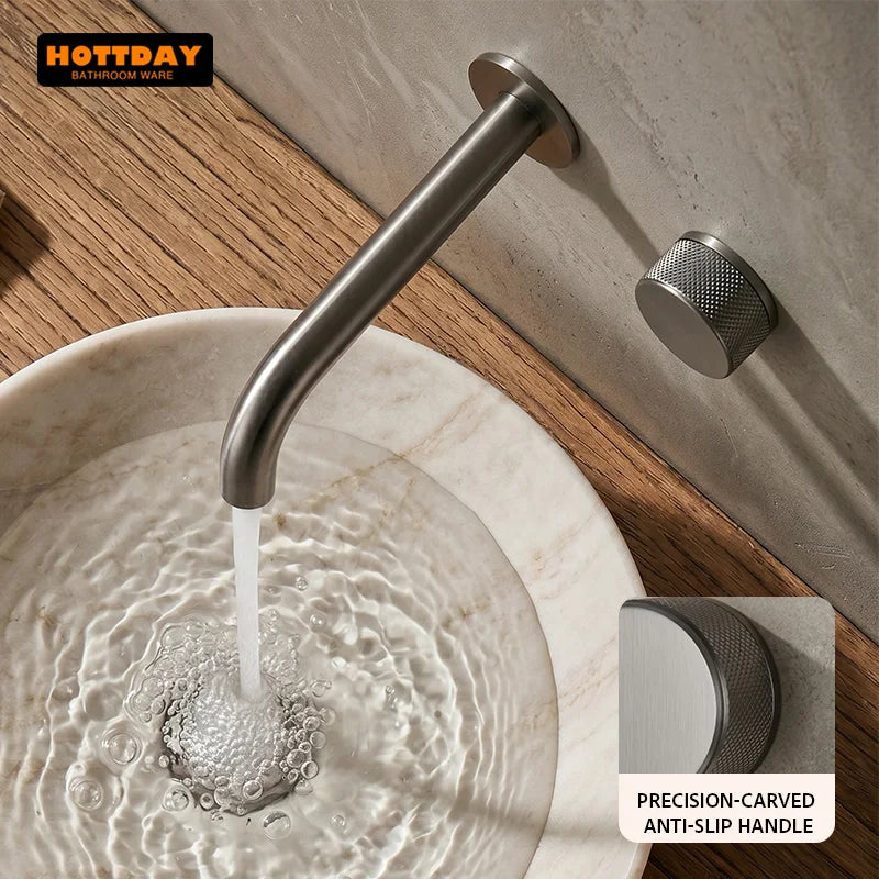 Wash Mixer Hot And Cold Water Wall Mounted Bathroom Basin Faucet Sink Tap Spout Bath Single Handle Ceramic Cartridge Crane