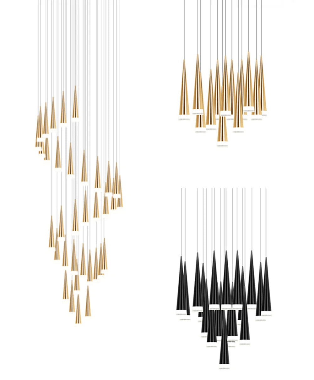 LED Stair Pendant Lights Modren Villa Indoor Lighting Hanglamp Shop Window Pendant Lamps 3/5/7/10/12/15 Heads Lamparas Luminaria