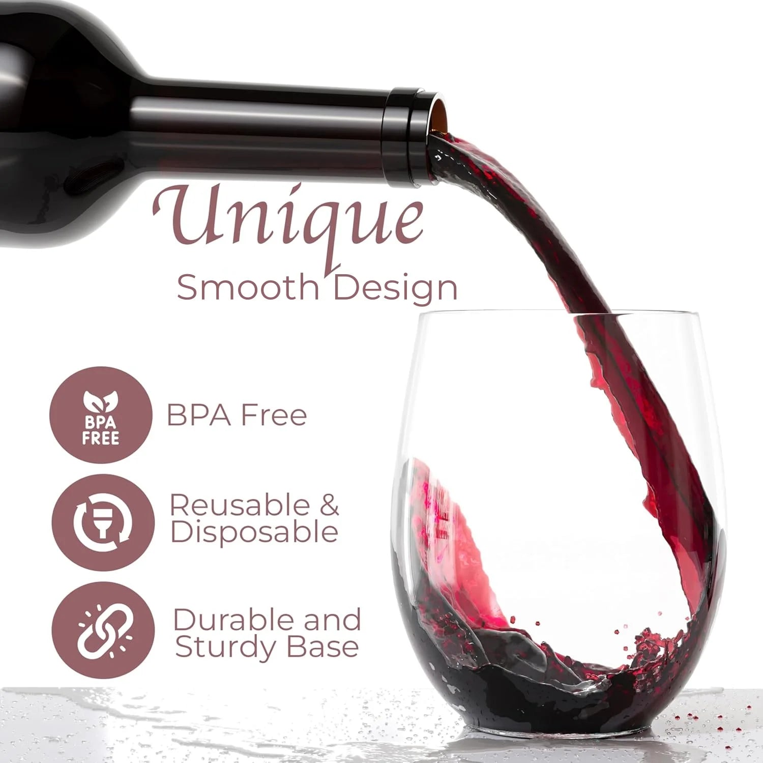 4-40Pcs 12oz Plastic Wine Glasses Disposable Stemless Wine Glasses for Party Reusable Clear Plastic Cups Shatterproof