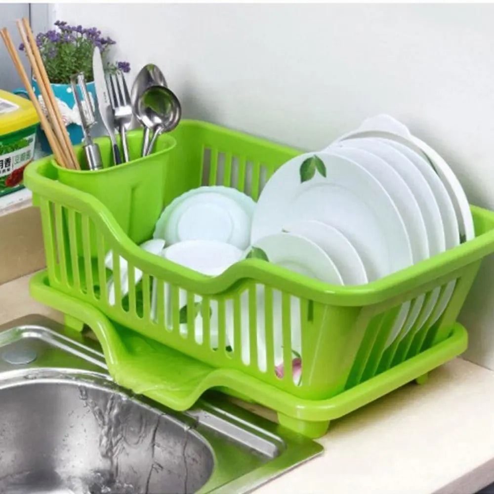 Dish Drying Kitchen Utensils Drainer Rack with Drain Board Countertop Dinnerware Plates Bowls Chopsticks Spoons Organizer