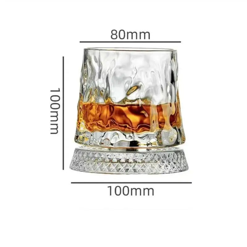 2026 Crystal Whiskey Glasses Rotating 360 Degrees Whisky Glass with Glass Base for Cocktail Party Drinking