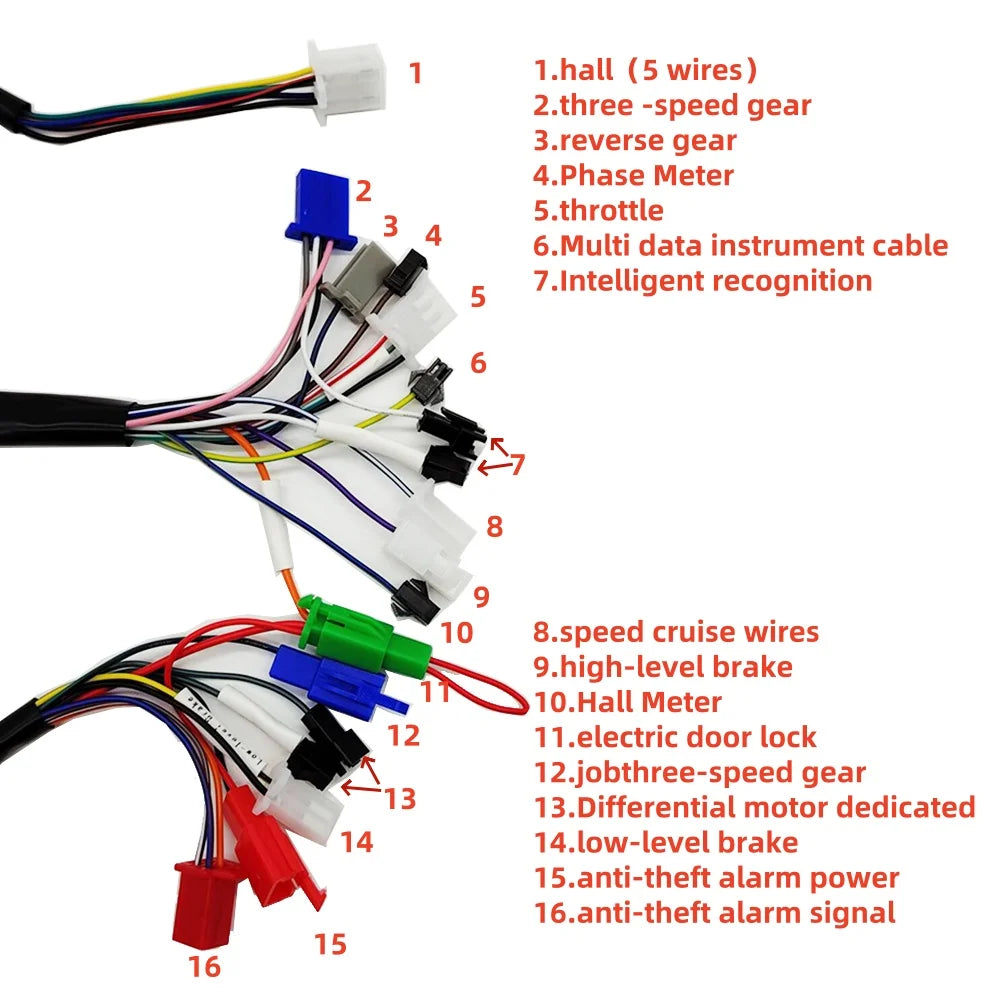 Electric Bicycle Brushless Controller 36V 48V 60V 72V 1000W-1500W Sine Wave Controller Electric Scooter Accessories
