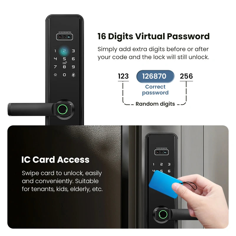 ttlock remote control 3d face recognition fingerprint smart lock automatic safe digital Intelligent electronic lock for home