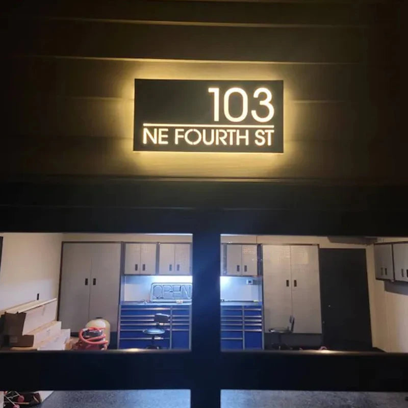 House Floating Apartment LED Custom Content Numbers Horizontal Outdoor Modern Light Acrylic Home Llluminated Address Street Sign