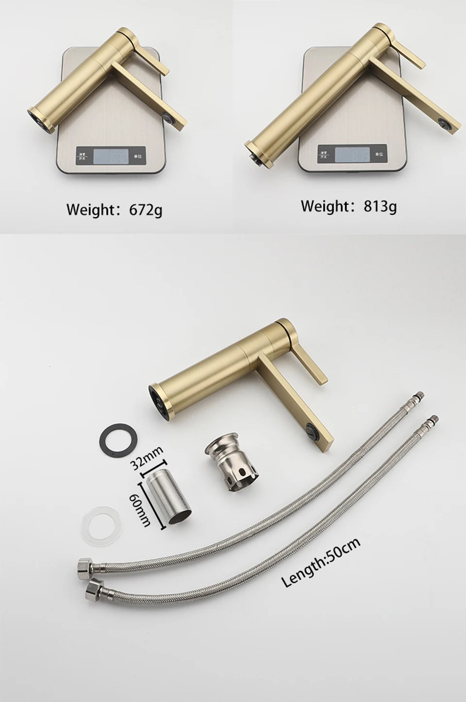 Fliger Tall Basin Faucet Brushed Gold Bathroom Sink Faucet Countertop Sink Faucet Hot Cold Bathroom Faucet 360° Rotating Mixer