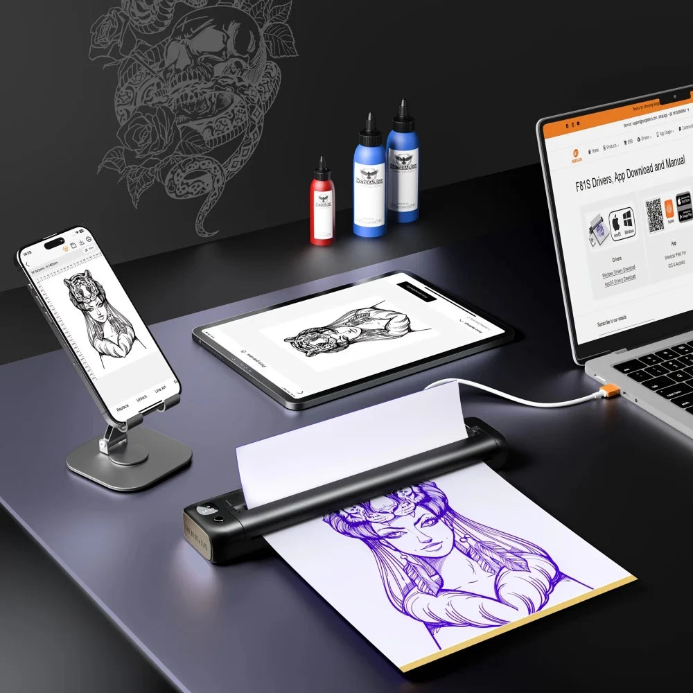 Professional Tattoo Transfer Machine For Ios/Android/Pc Thermal Printing Free Printing Paper Professional Beginner