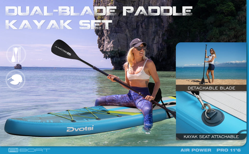 AIBOAT Blue Pro SUP Waterproof Inflatable Paddle Board 11'6''x35''x6'' Adult Standing Style Aquatic Fishing With Accessories SUB