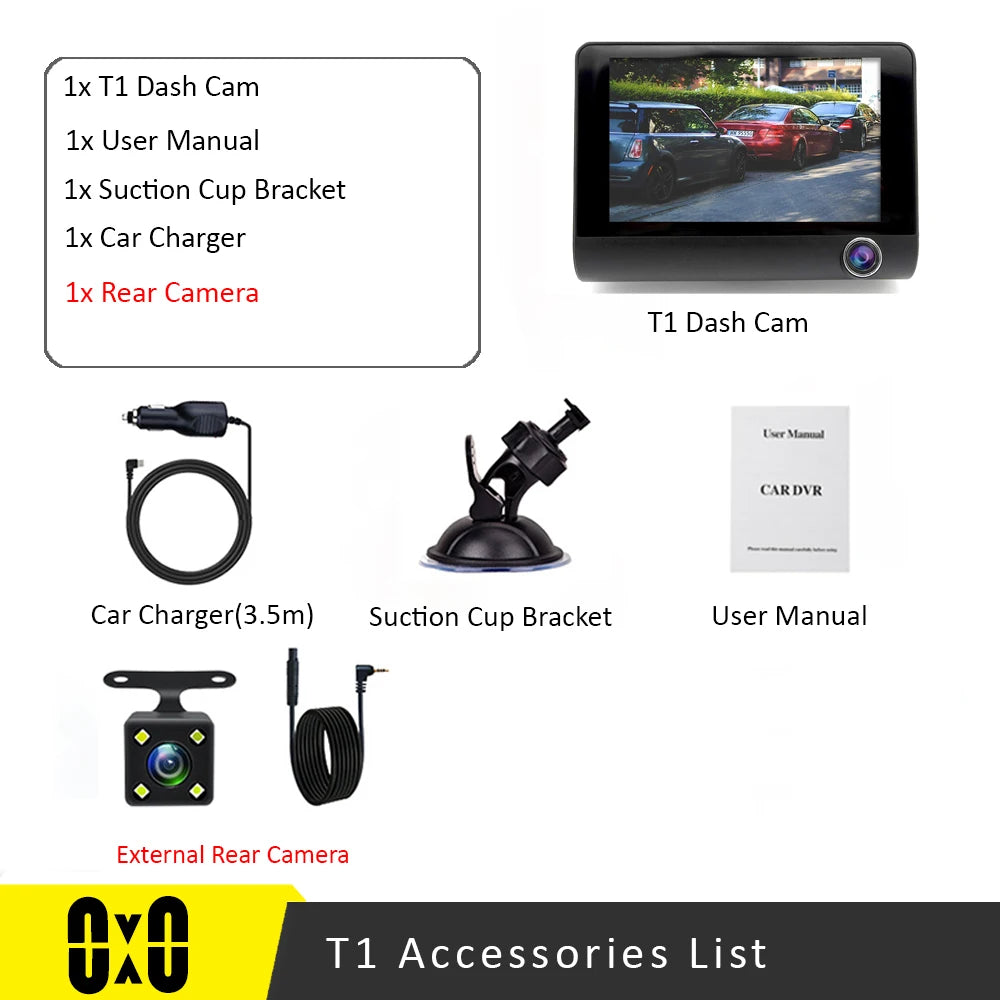 Car DVR with 3 Cameras Dash Camera Cabin Camera with Front and Rear view Camera Video Recorder Auto Registrator Dvrs Dash Cam
