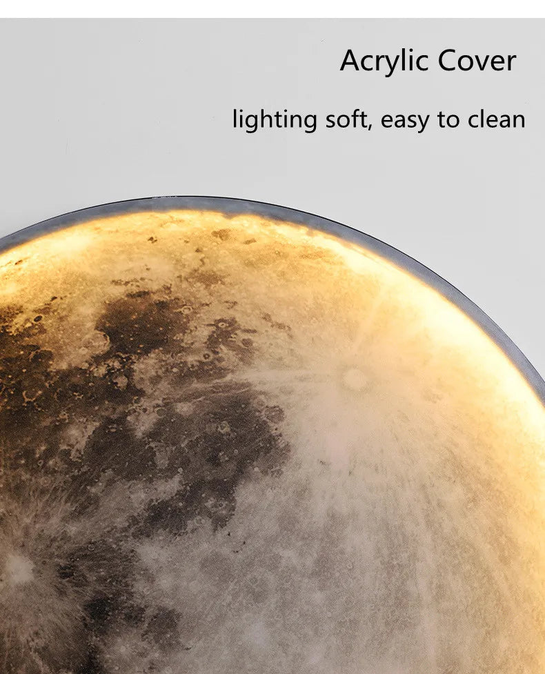 Modern Moon 3D Mural Wall Lamp Realistic LED Light Home Accessories Bedroom, Living Room Ceiling Lamp with Remote Control Decor