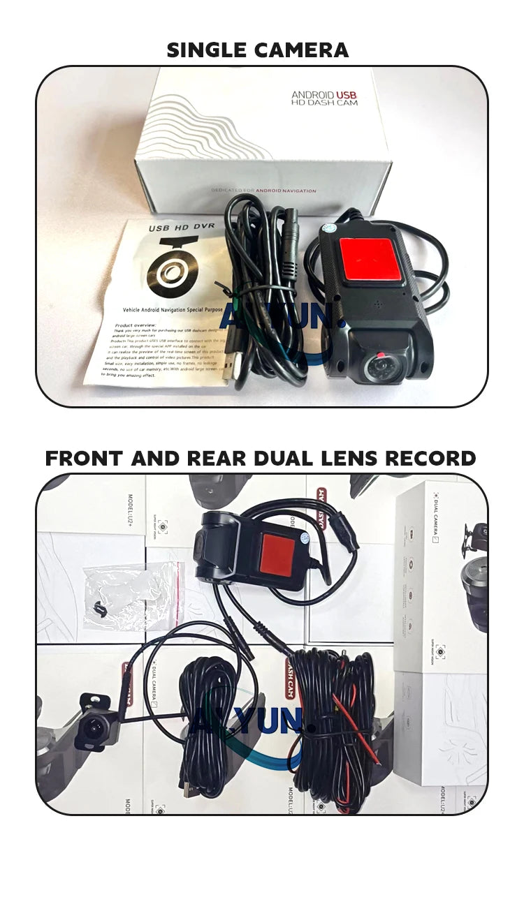HD 1080 PDash Cam Car USB ADAS DVR Dual-lens Camera Video Special for Android Multimedia Player Front Recorder Reverse Vision