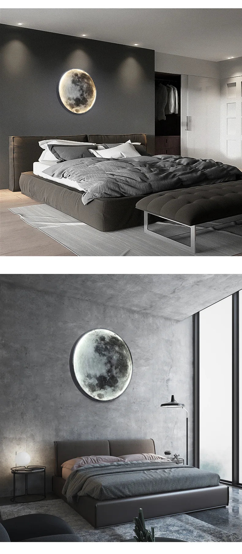 Modern Moon 3D Mural Wall Lamp Realistic LED Light Home Accessories Bedroom, Living Room Ceiling Lamp with Remote Control Decor