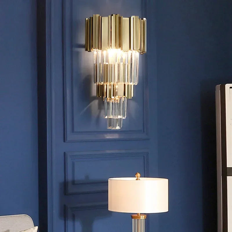 Modern Luxury Crystal Minimalist Creative Living Room Background Wall Staircase Wall Lamp Bedroom Bedside Lamps