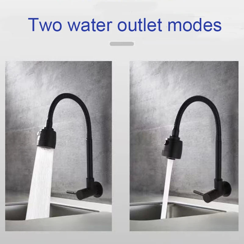 Wall Mounted Stainless Steel Single Cold Water Faucet Universal Rotation for Garden Balcony Washbasin Mop Pool Outdoor Use
