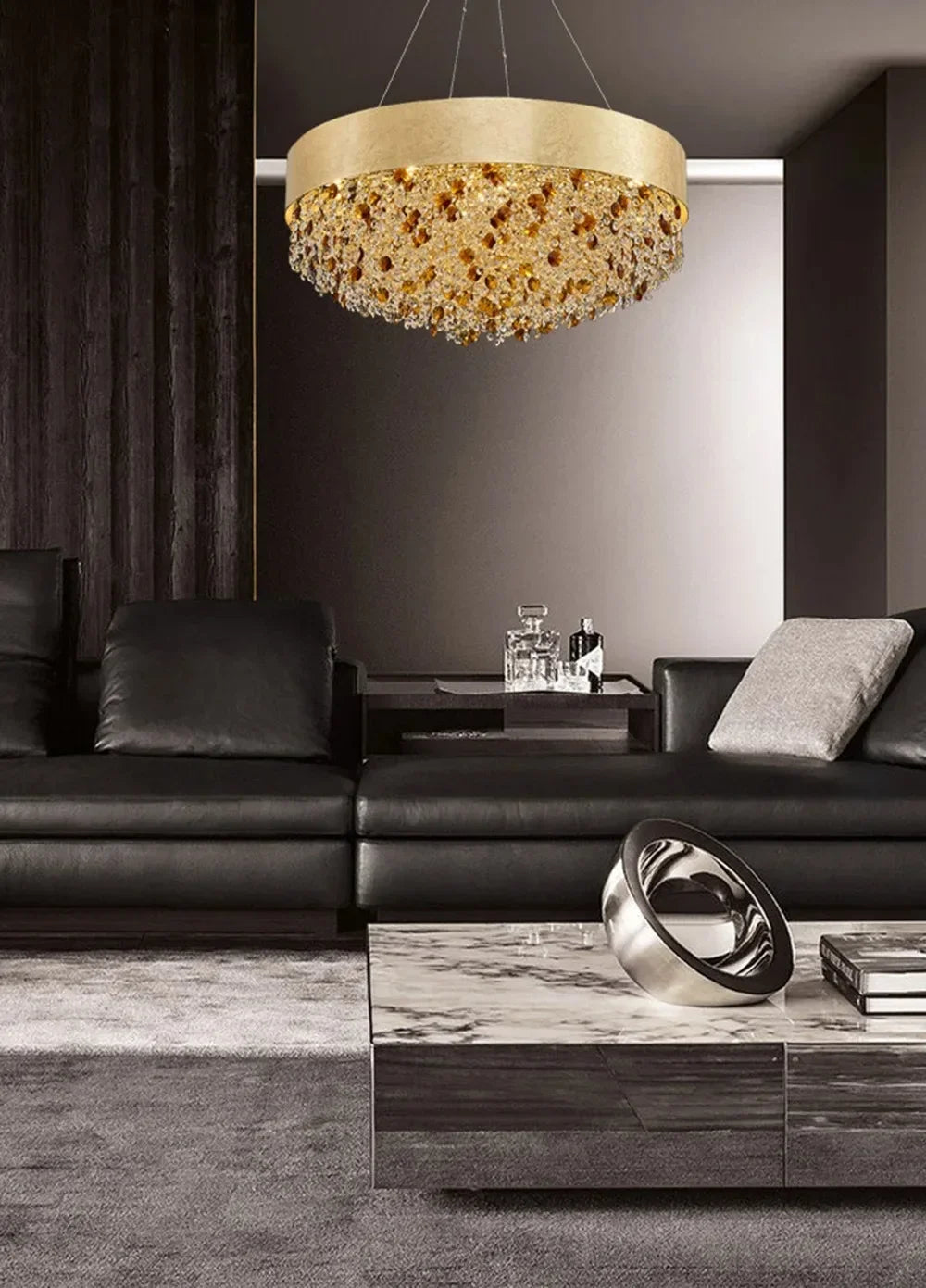 Modern Light Luxury Crystal Living Room Chandeliers for Restaurant Luxury Creative Circular Designer Home Decor Lustre Fixtures