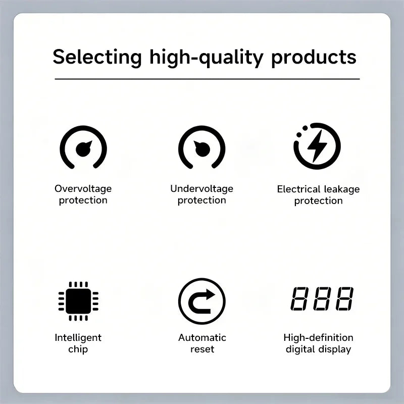 GEYA EU Socket with Voltage Protection Socket Plug AC230V 16A Adjustable Power Surge Protector Automatic Voltage Protector