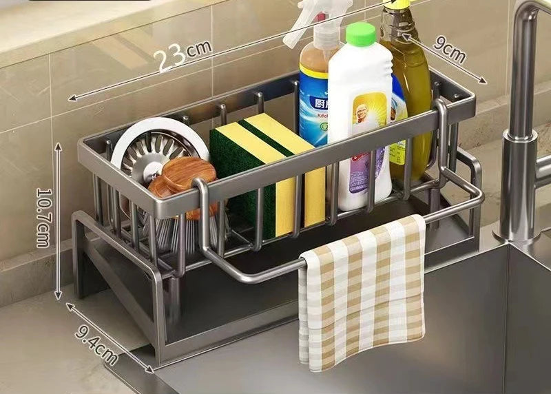 Kitchen Sink Storage Rack No Punch Rag Drainage Shelf Spice Organizer