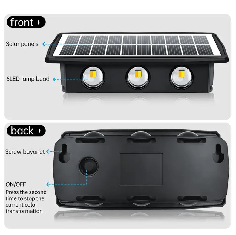 Solar Wall LED Light Outdoor Garden Decoration Wall Lamp High Brightness Up And Down Luminous Lighting Outdoor Solar LED Lamp