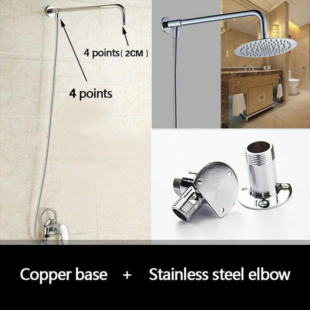 Stainless Steel Shower Arm Extension Arm Joint Shower Nozzle Bottom Hose Wall Mounted Shower Head Arm Bathroom Accessories