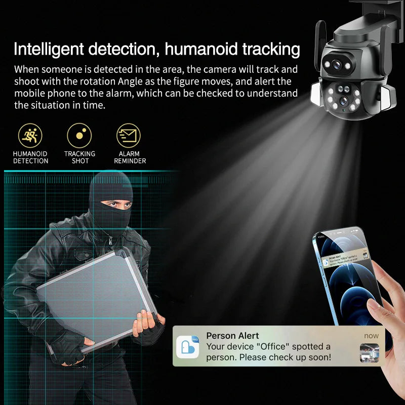 4MP UHD Carecam APP Dual Lens Wireless PTZ IP Dome Camera Full Color AI Humanoid Detection Home Security CCTV Baby Monitor