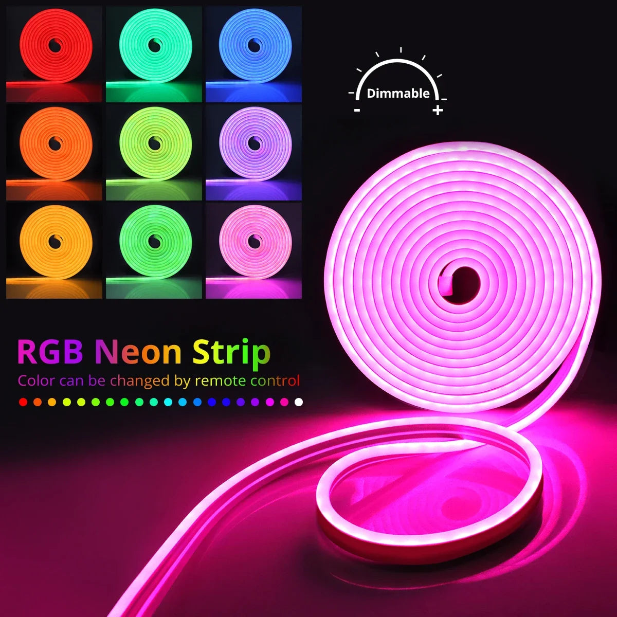12V Smart Wifi APP Control LED Light RGB Neon Strip Night Light with PIR Motion Sensor Dimmable Silicone Tape Voice Assistant