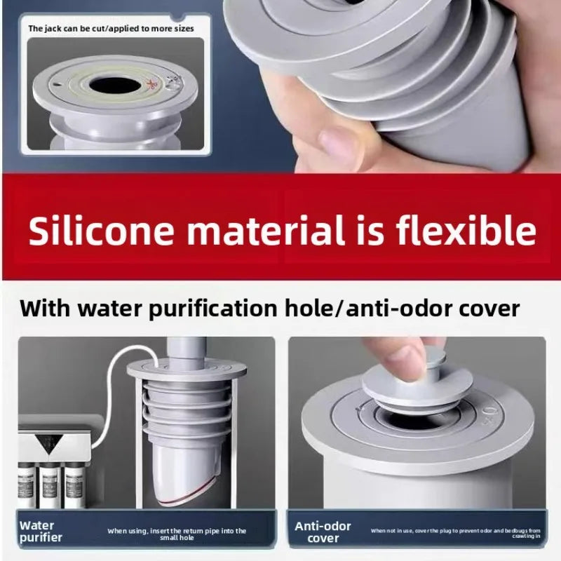 Sink Plug Sewer Pipe Sealing Ring Water Plug Floor Drain Shower Stopper Bathroom Accessories 70-75mm Silicone Drains Kitchen