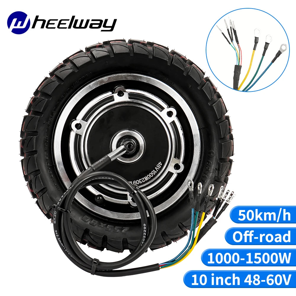 Electric Scooter Motor Folding Scooter Wheel Shared for Dual Drive Motor, 10 inch, 48V, 1000W, 60V, 1200W, 1500W, 50 Km/h