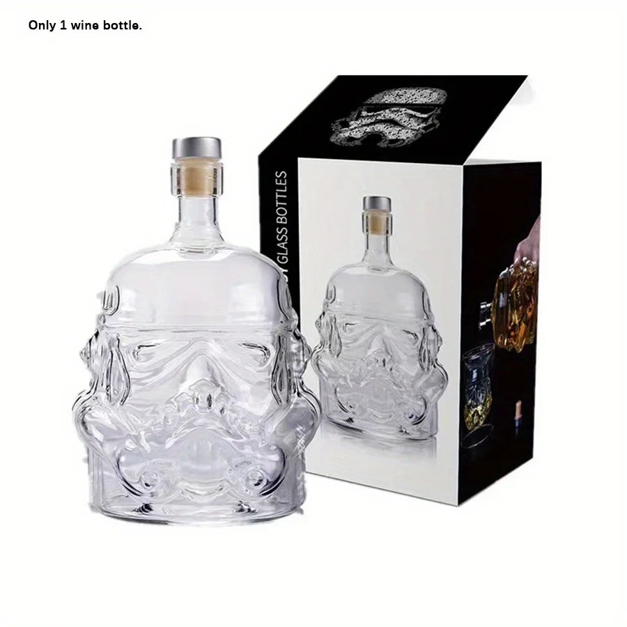 Set Of 3，Whiskey Decanter Set With 2 Glasses, Transparent Creative Flask Carefe,For Wine Scotch Bourbon Vodka Liquor Gift Decor