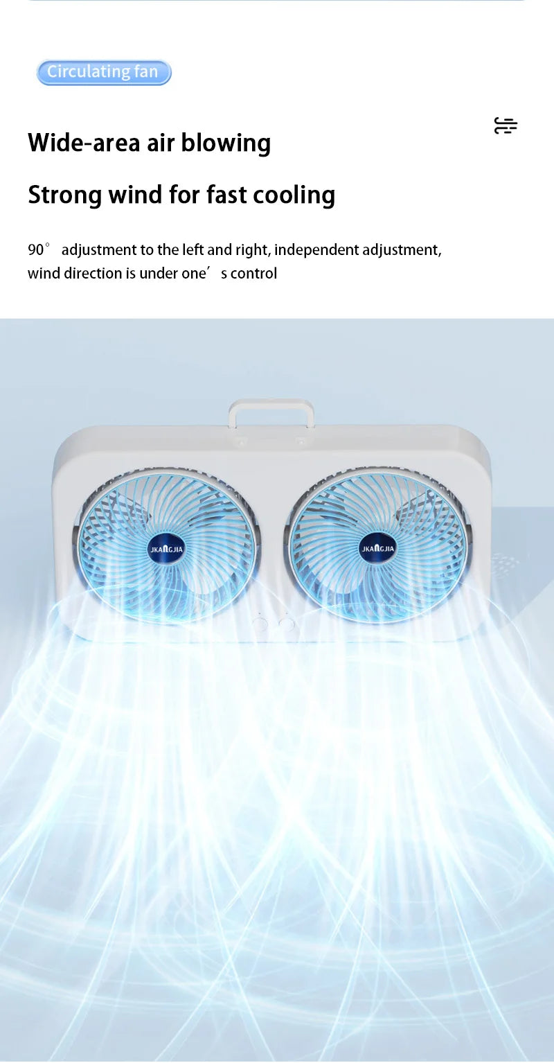 Double Head Fan Air Circulation Fan Dormitory Home Silent Charging Desktop Wall Mounted Super Strong Small Electric Fan
