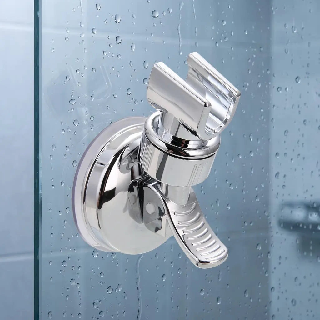 Adjustable Handheld Shower Head Holder with Strong Vacuum Suction Cup Wall Mount Rotating Base for Bathroom Organization