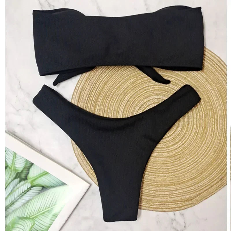 Sexy Bikini Bottoms Women's 2025 Swimsuit Low Waisted Bottom Solid Color Swimwear Thong Beachwear Brazilian Bathing Suit Summer