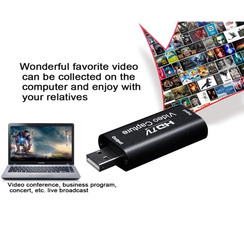 HD 4K Video Capture Card USB 3.0 2.0 to HDTV Video Grabber Record Box For PS4 Game DVD Camcorder Camera Recording Live Streaming