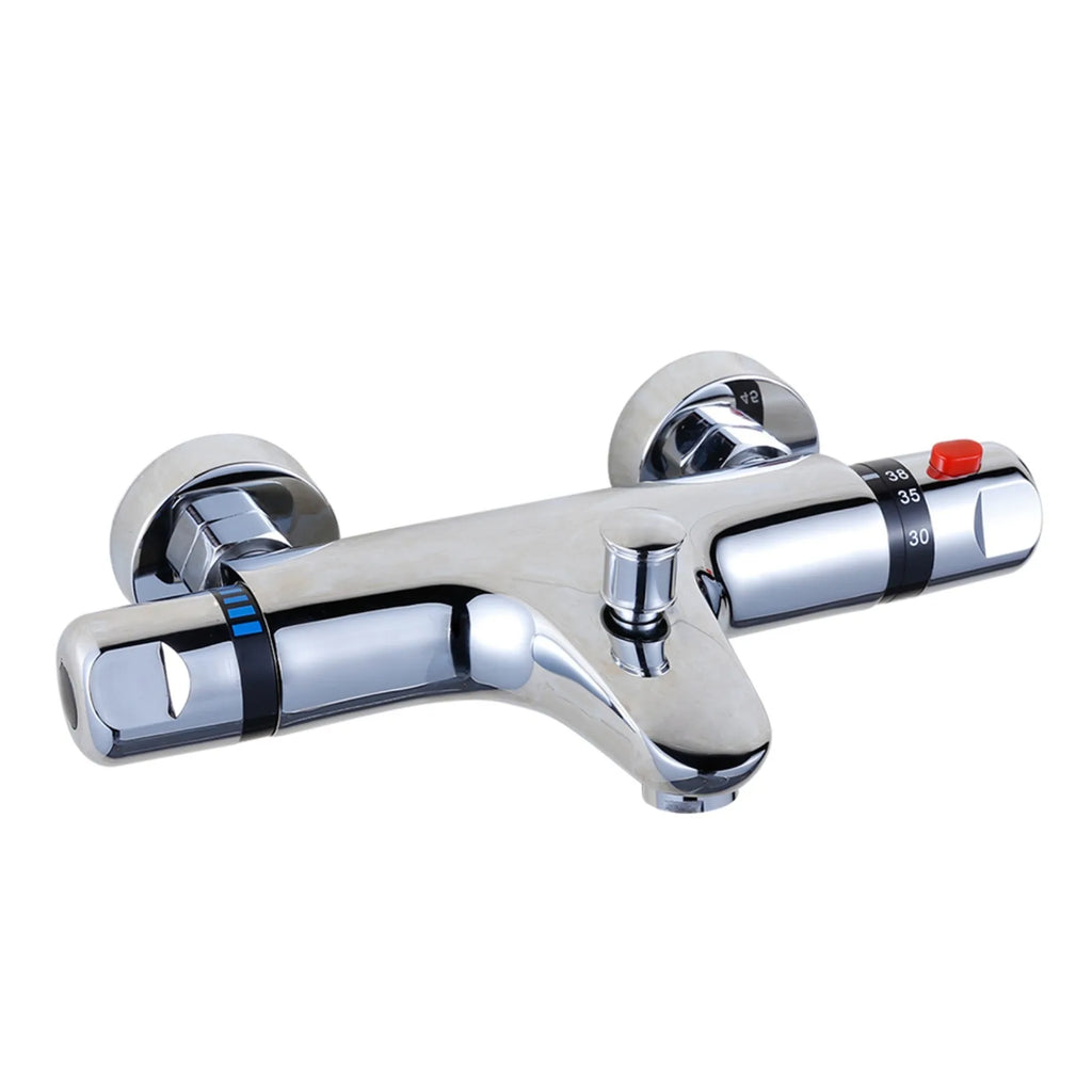 Thermostatic Mixing Valve, Brass Shower Valve with Temperature Control, Anti-Scald Bathroom Shower Faucet with Flow Control