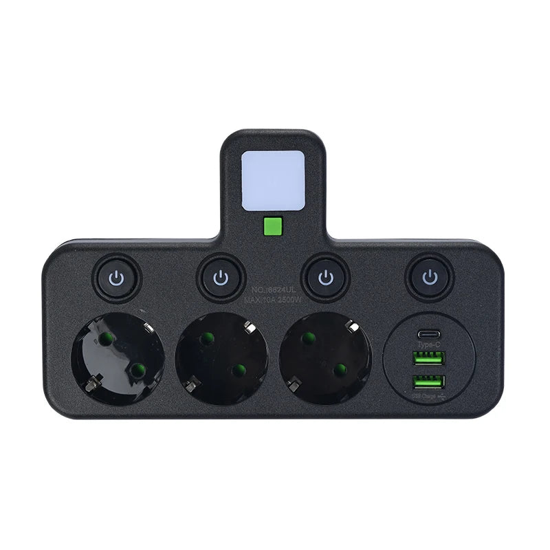 EU Plug Power Strip Wall Mounted Power Socket 3 Outlets Multitap Electrical Wall Socket for Home Office