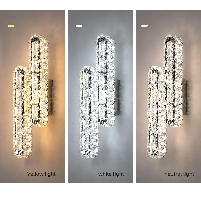 Luxury Modern LED Crystal Remote Control Wall Lamps for Living Room Bedroom Decoration Indoor Lights Fixtures Home Wall Decor