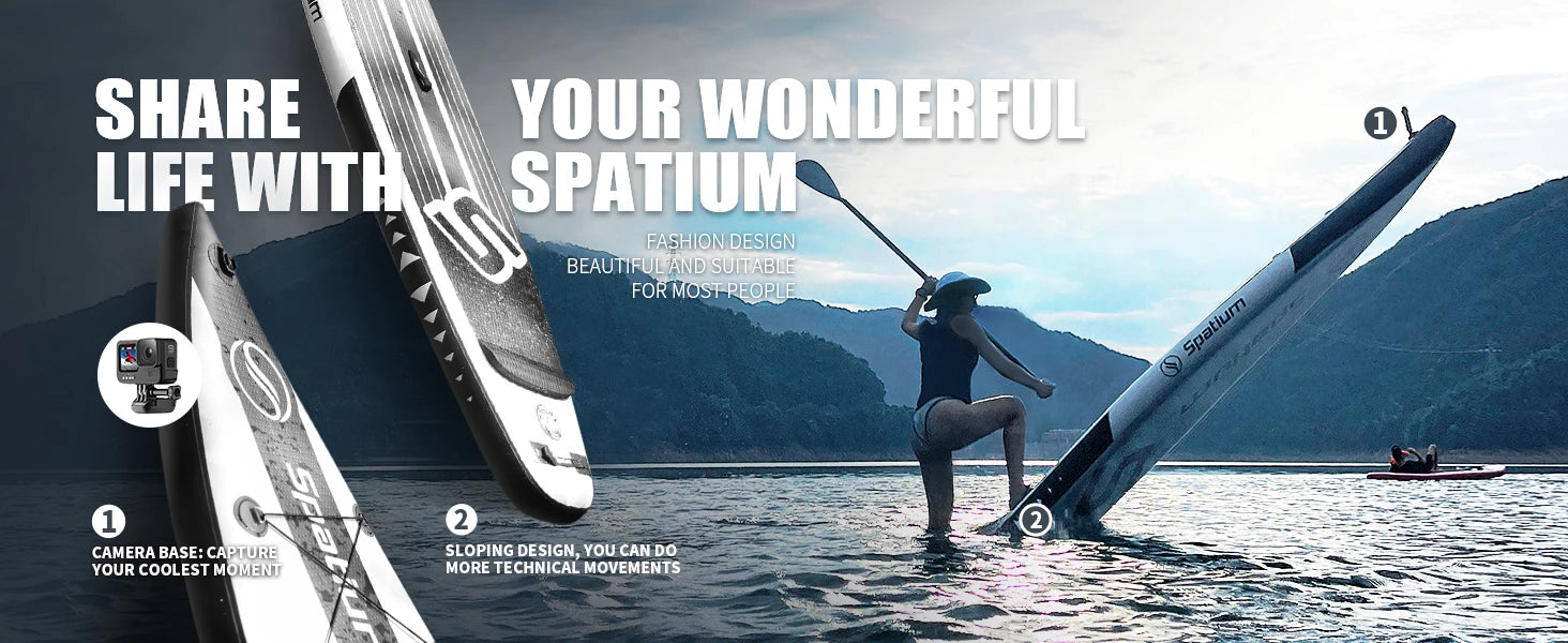 Spatium Inflatable Paddle Board Touring Portable Water Sports Air Inflatable Anti-Skid Surfing Board Equipped With Backpack