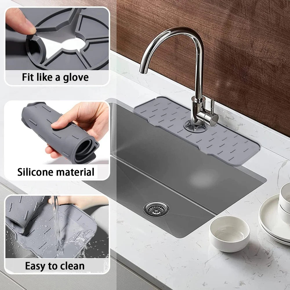 Kitchen Gadgets Silicone Faucet Absorbent Pad Shelf Sink Splash Catcher Countertop Protective Mat Bathroom Drain Mat Acceesories