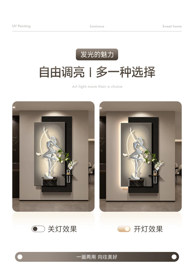 Modern light luxury entrance door, foyer decoration painting, high-end feeling, corridor corridor hanging painting, hydroponic g