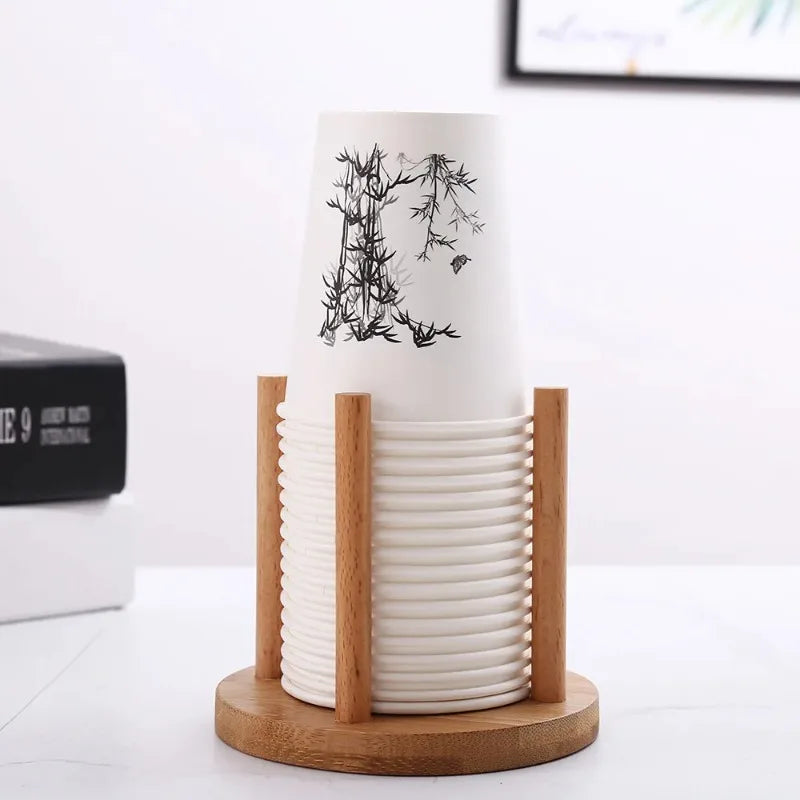 Disposable Paper Cup Storage Rack Wooden Guest Paper Cup Sorting Rack Embedded Cup Holder Household Cup Picker