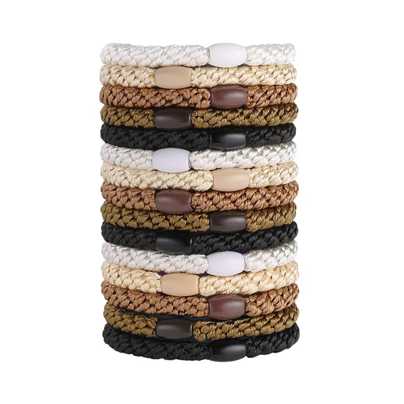 10pcs 5mm Black Mix Elastic Hair Ties Hair Bands No Damage Soft Ponytail Holders Hair Accessories for Girls Women
