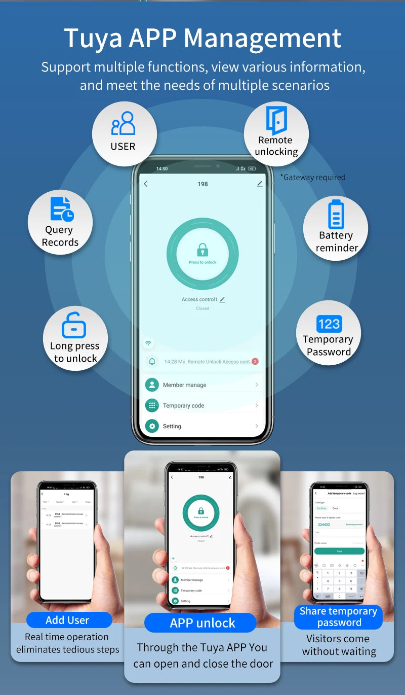 WIFI 3D Face Smart Lock for Glass Door with Camera Fingerprint Face Recognize Card Password Biometric Key App Unlock